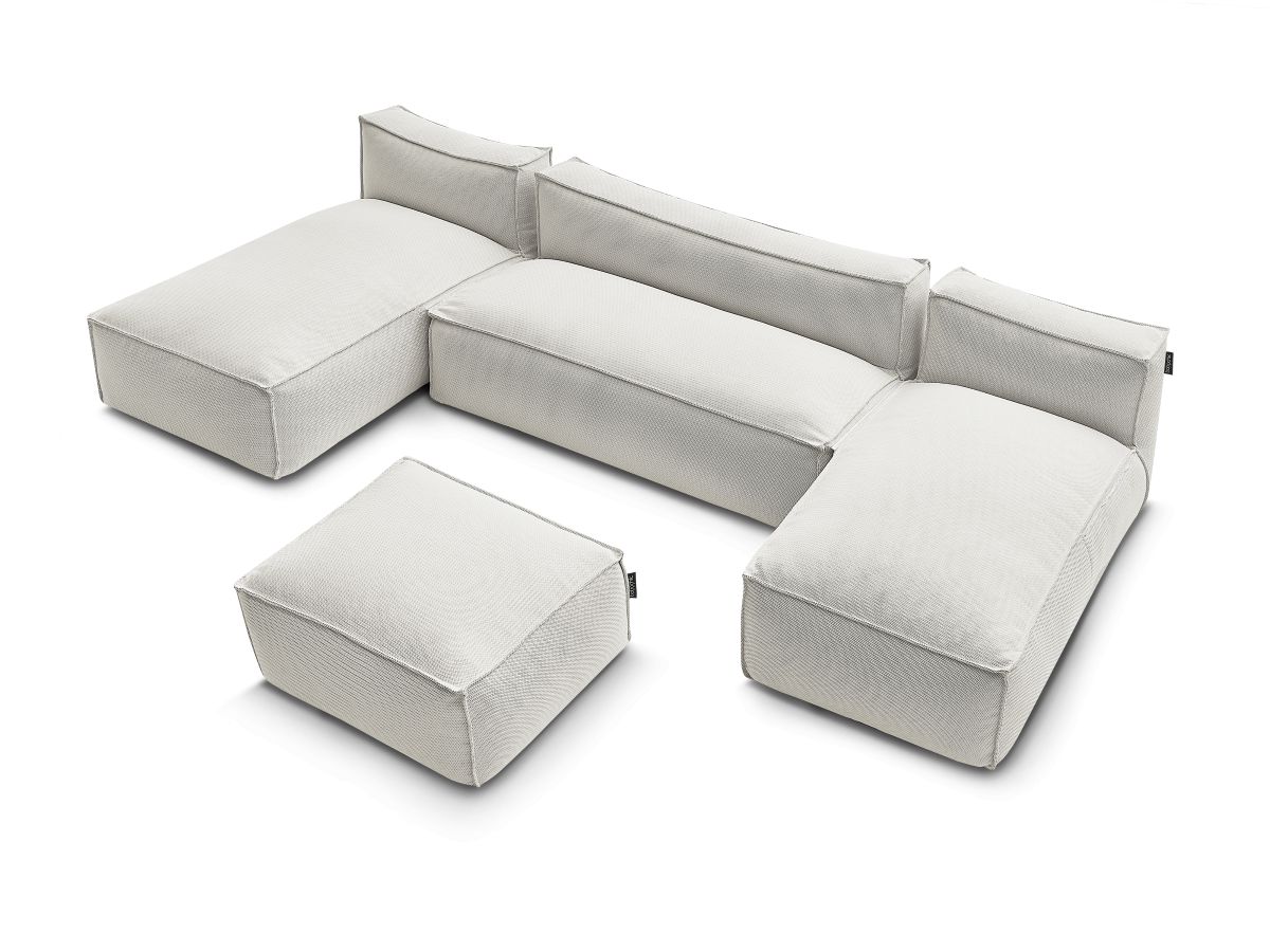 Bobochic Biarritz Gartensofa 4-Sitzer mit Pouf 332 × 168 cm Melange-Stoff Beige