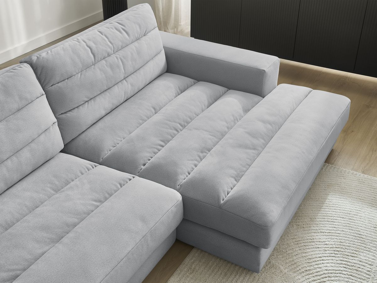 Bobochic Sierra Ecksofa Samt Hellgrau Ecke rechts