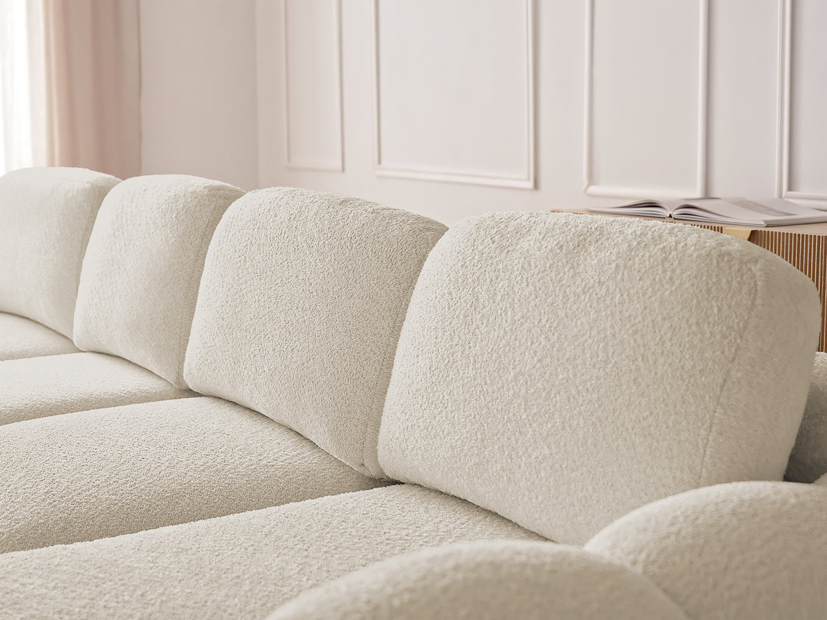 Bobochic Montaigne Ecksofa mit Schlaffunktion und Bettkasten 276 × 164 cm Bouclé-Stoff Beige Ecke rechts