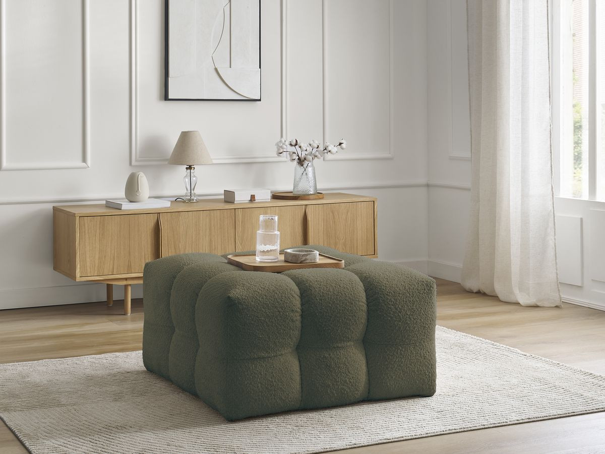 Bobochic Cloud Pouf Bouclé-Stoff Grün