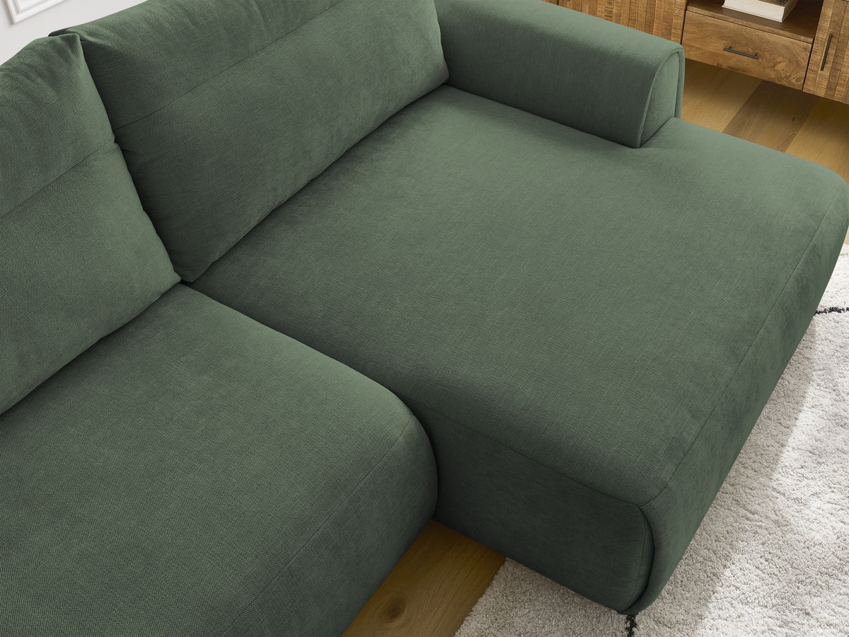 Bobochic Aden Ecksofa 386 × 152 cm Stoff Grün Ecke rechts