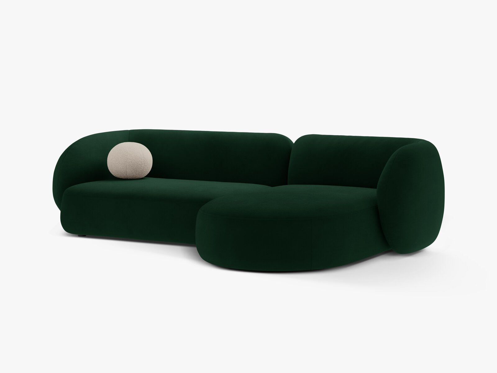 Micadoni Ecksofa Kate 3-Sitzer Rechts Samt Salvador Flaschengrün