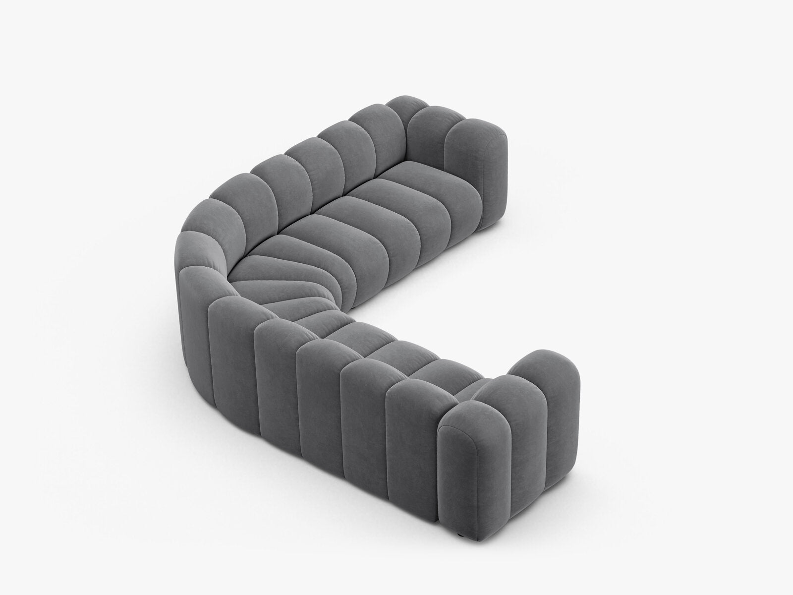 Micadoni symmetrisches Ecksofa Lupine 5-Sitzer mittelgroß Samt Salvador Grau