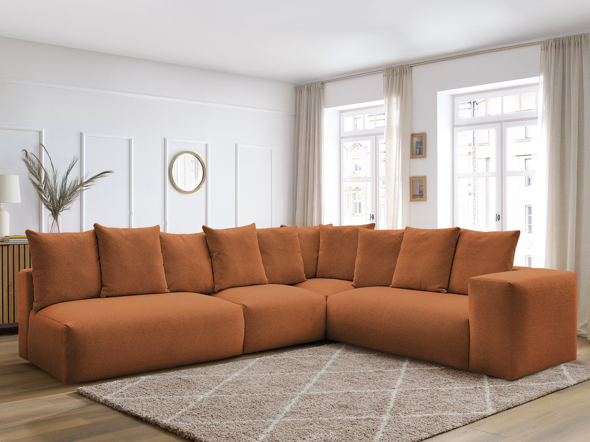 Bobochic Voltaire Ecksofa 322 × 268 cm Melange-Stoff Orange Ecke rechts