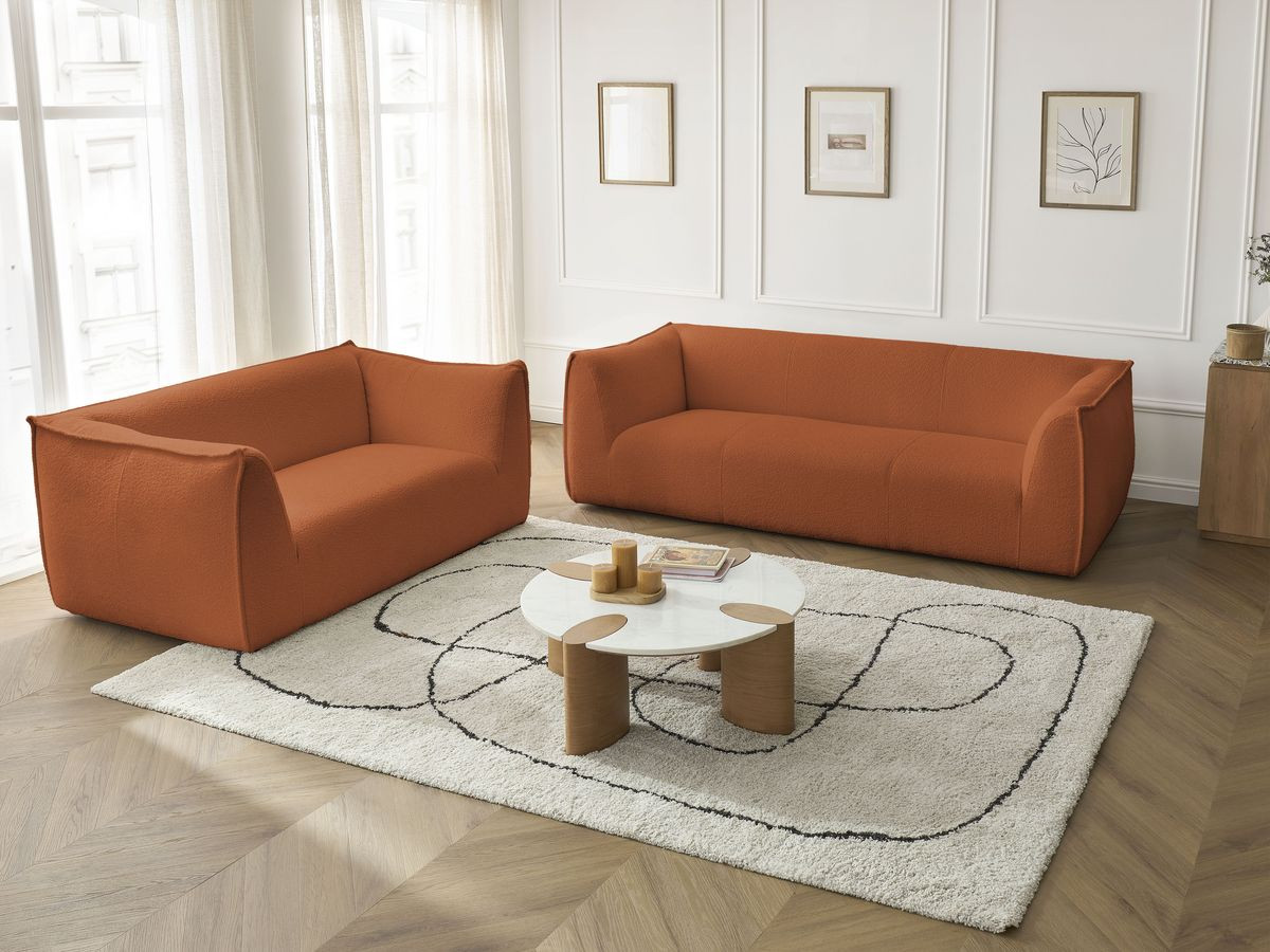 Bobochic Giorgia Sofa 5-Sitzer 412 × 100 cm Bouclé-Stoff Orange