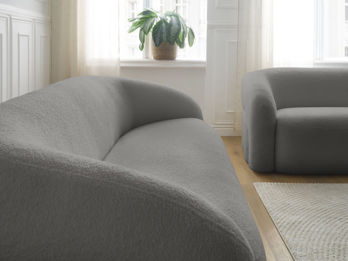 Bobochic Elina Sofa 5-Sitzer Bouclé-Stoff Dunkelgrau