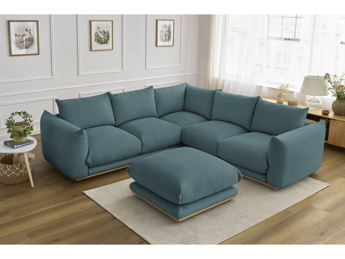 Bobochic Ernest Ecksofa mit Pouf Stoff Dunkelblau