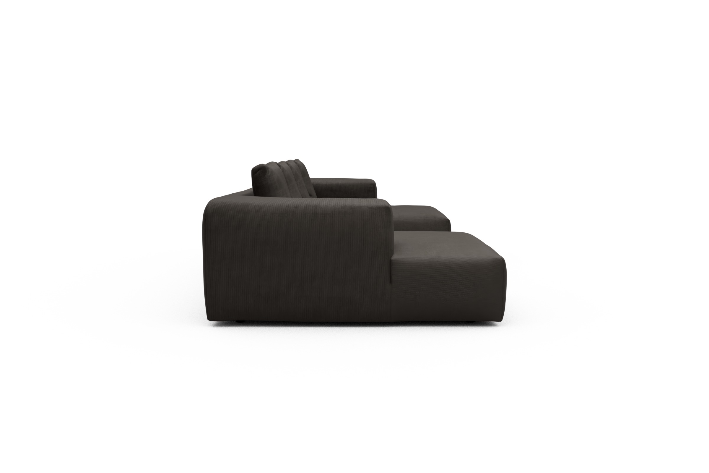 Wohnlandschaft Fred mit 2-Sitzer und Chaiselongue beidseitig Cordufine-Taupe