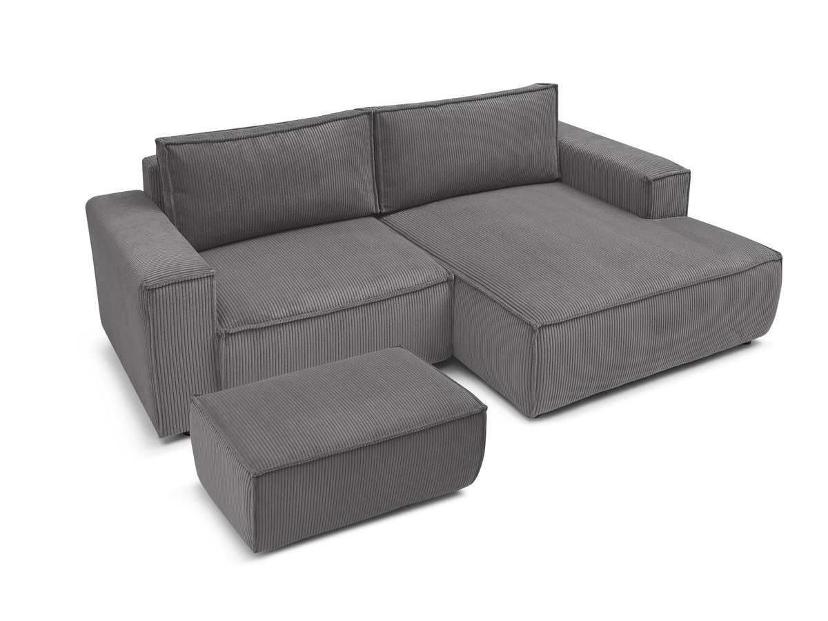 Bobochic Nihad Ecksofa mit Pouf Cordsamt Dunkelgrau Ecke rechts