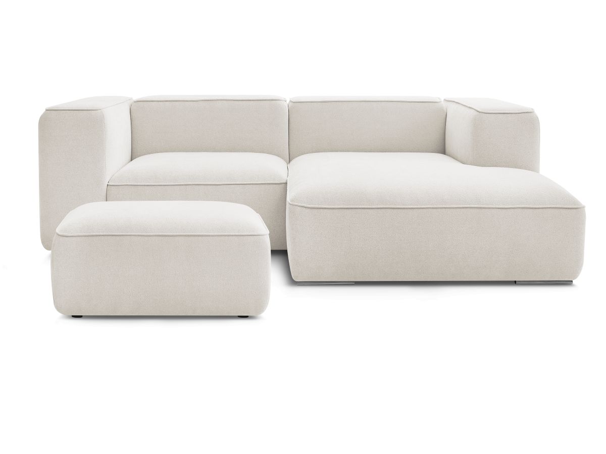 Bobochic Zephyr Ecksofa mit Pouf 260 × 165 cm Strukturstoff Weiß Ecke rechts