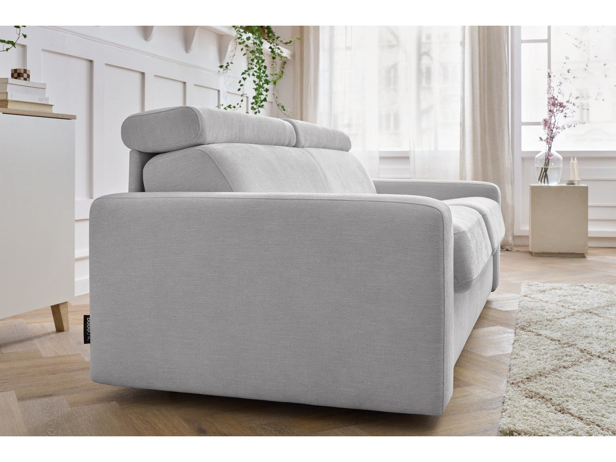 Bobochic Monaco Schlafsofa 3-Sitzer Stoff Hellgrau, Liegefläche 140 × 190 cm