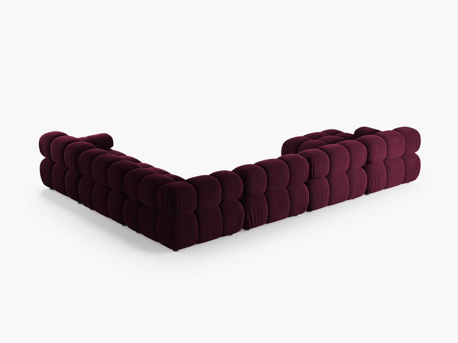 Micadoni Modulares Panorama Ecksofa Bellis 8-Sitzer Rechts Samt Venus Burgunder