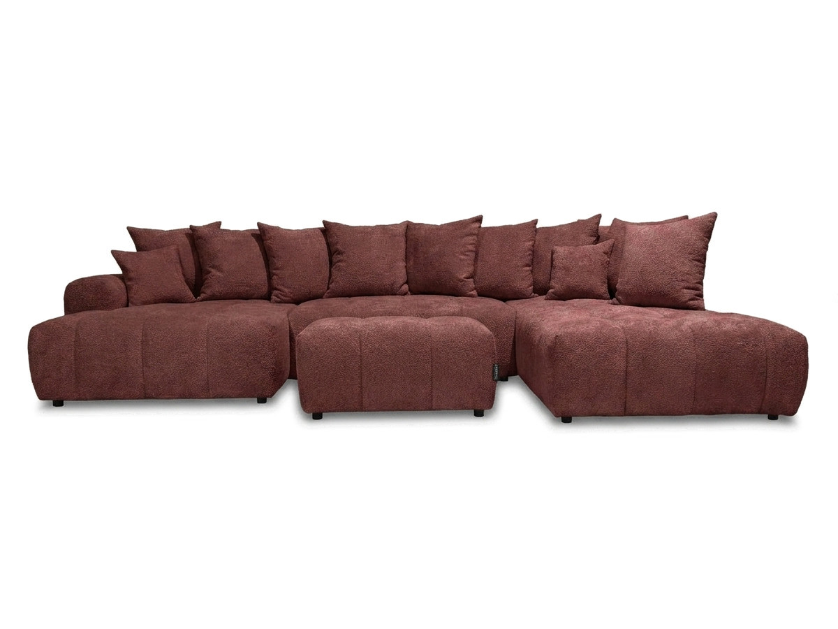 Bobochic Roxelane Wohnlandschaft mit Pouf Bouclé-Stoff Rot Ecke rechts