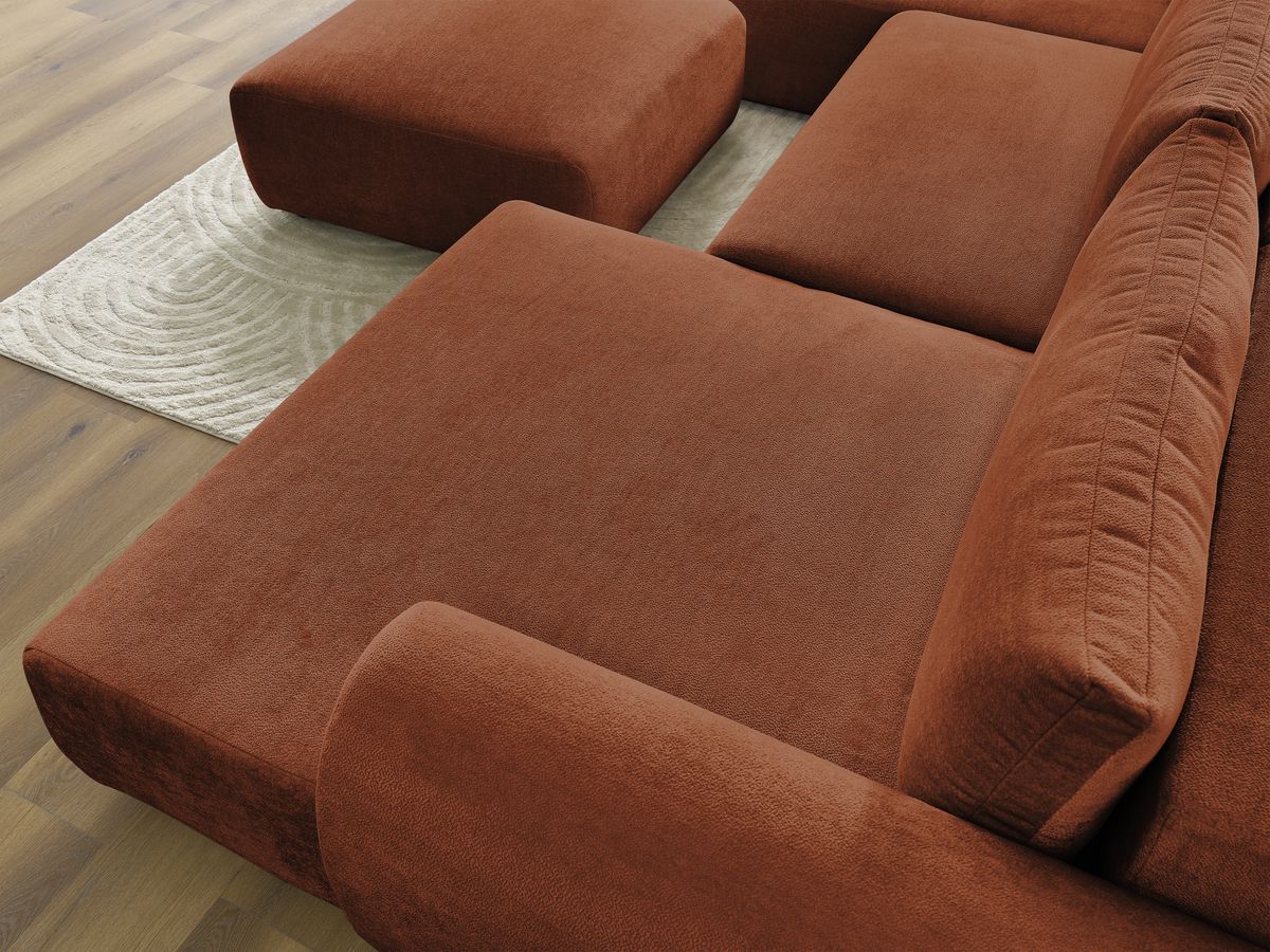 Bobochic Lucien Wohnlandschaft mit Pouf Stoff Orange Ecke rechts