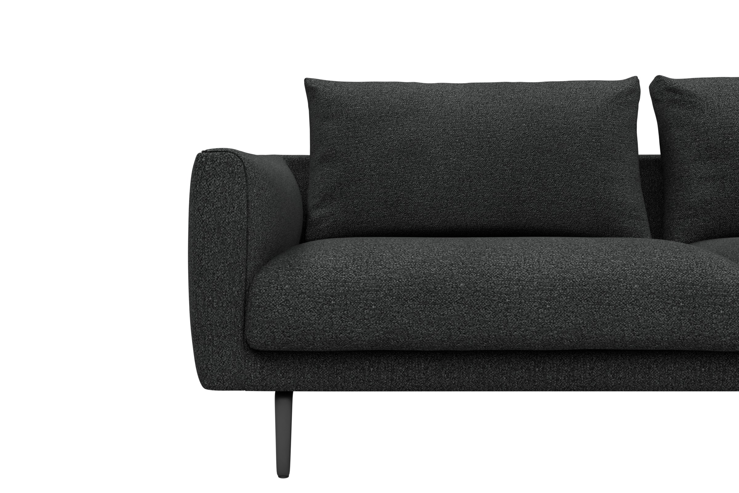 Ecksofa Karl Chaiselongue rechts mit 2,5-Sitzer Boucle-Charcoal