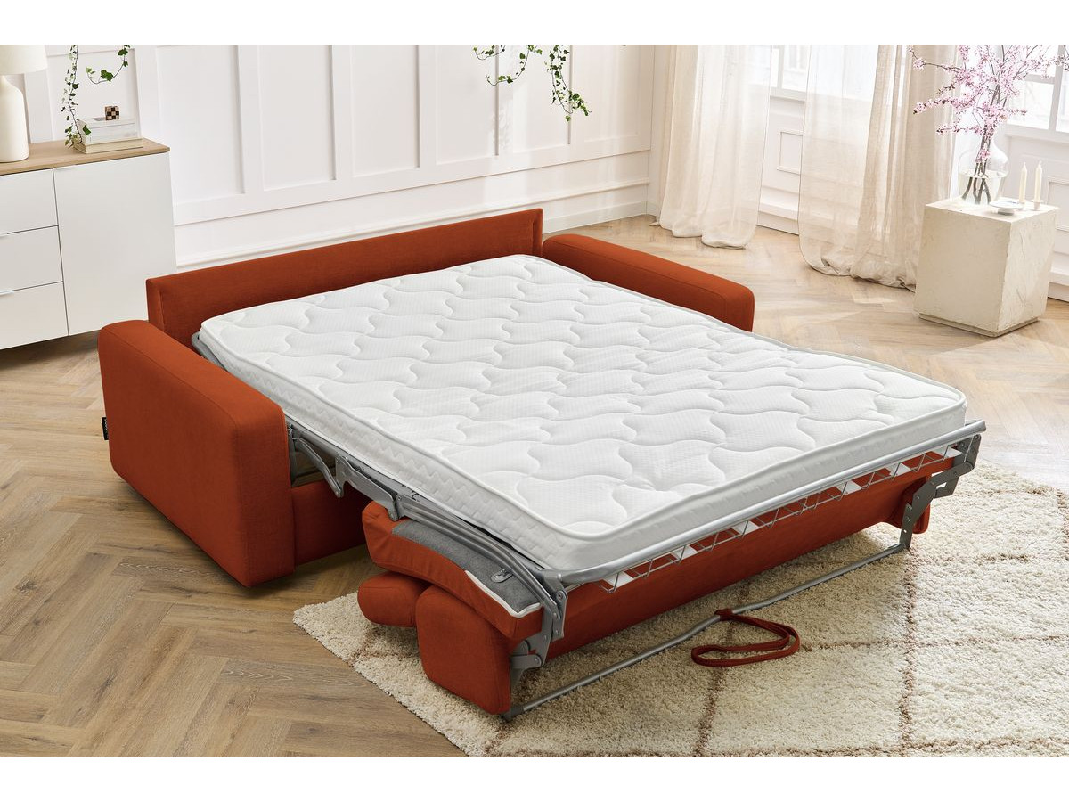 Bobochic Monaco Schlafsofa 3-Sitzer Stoff Orange, Liegefläche 140 × 190 cm