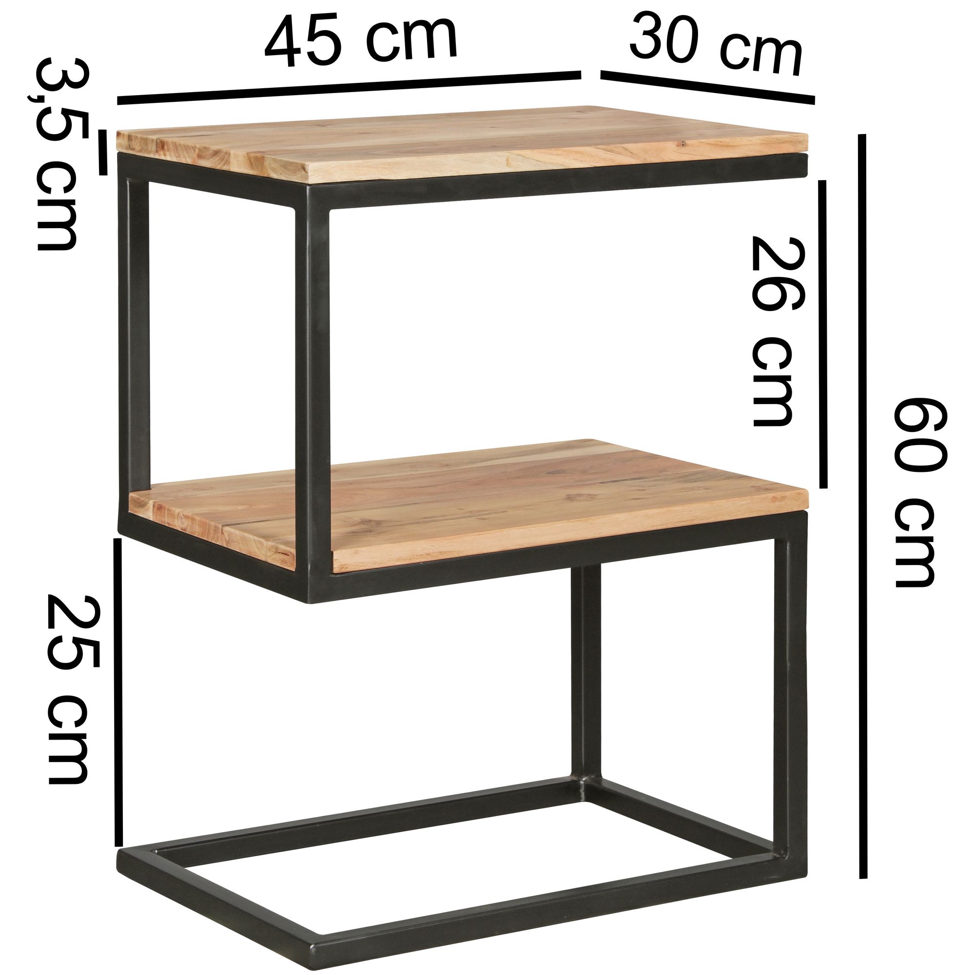 Beistelltisch Alden Massivholz Akazie 45 × 30 × 60 cm