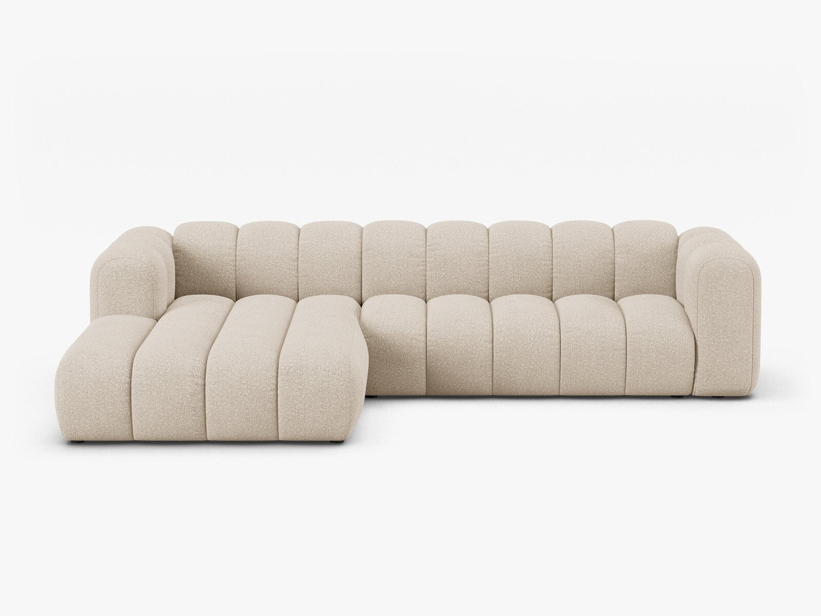 Micadoni Modulares Ecksofa Lupine 4-Sitzer Links Boucle Baloo Beige