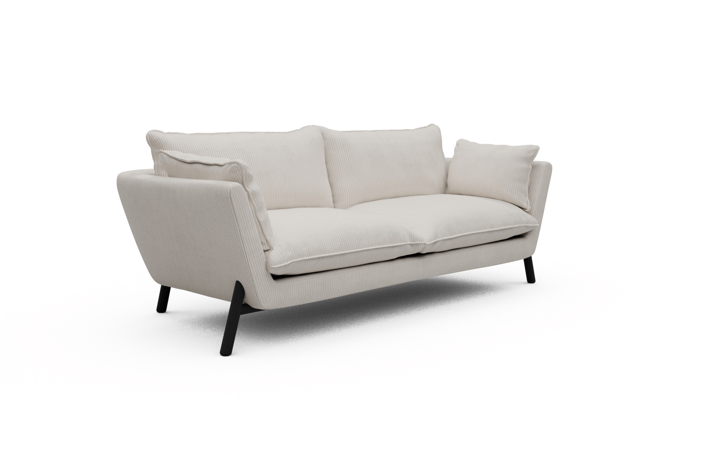 Sofa Emil PREMIUM 3-Sitzer Beinfarbe Eiche Schwarz Corduroy Ivory Skandi Home moebelfaktor