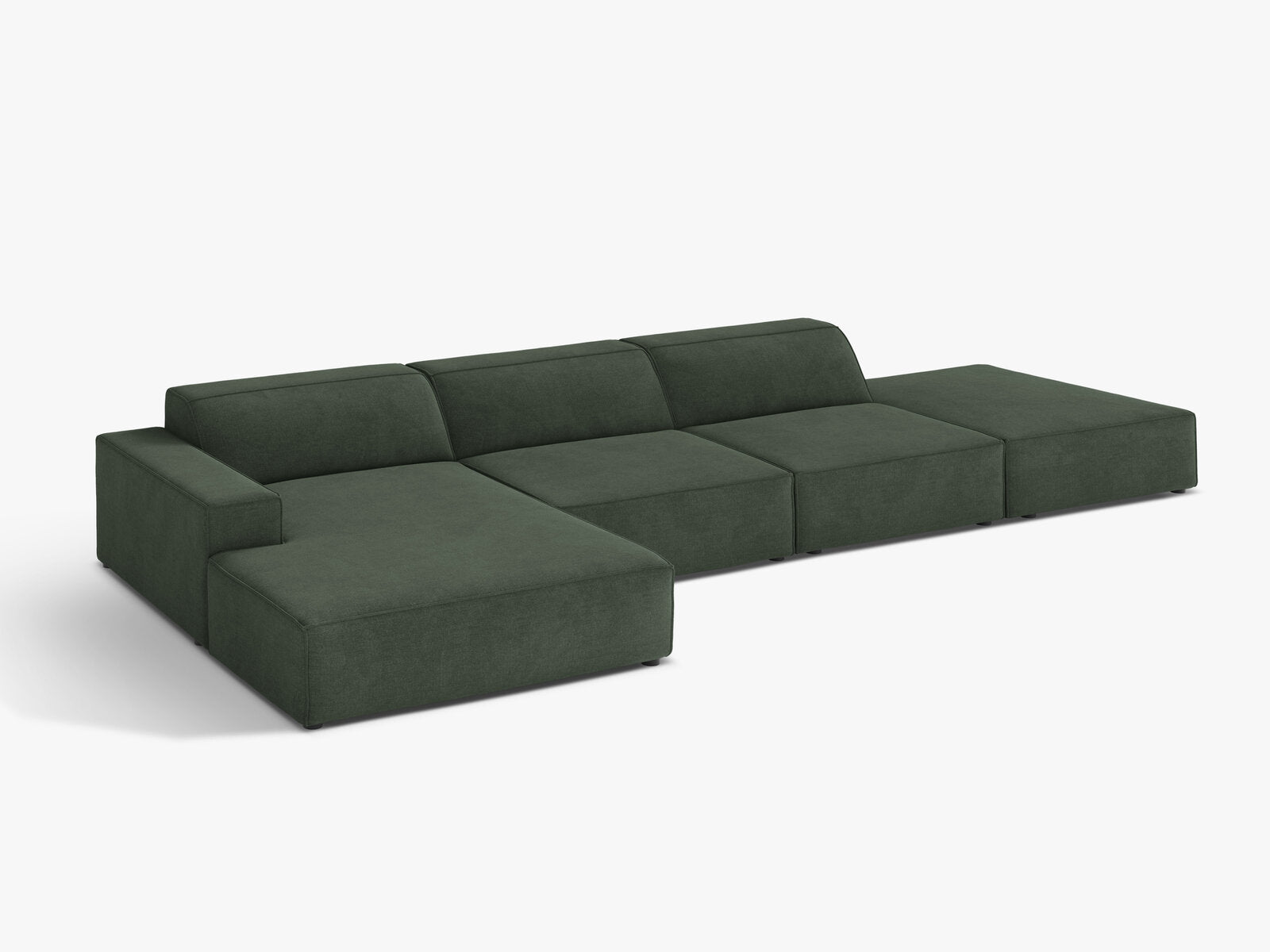 Micadoni Ecksofa Jodie 5-Sitzer Strukturierter Stoff Liberty Moosgrün Links
