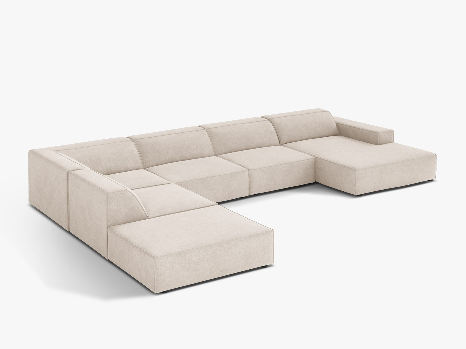 Micadoni Panorama-Ecksofa Jodie 7-Sitzer Strukturierter Stoff Liberty Beige Links
