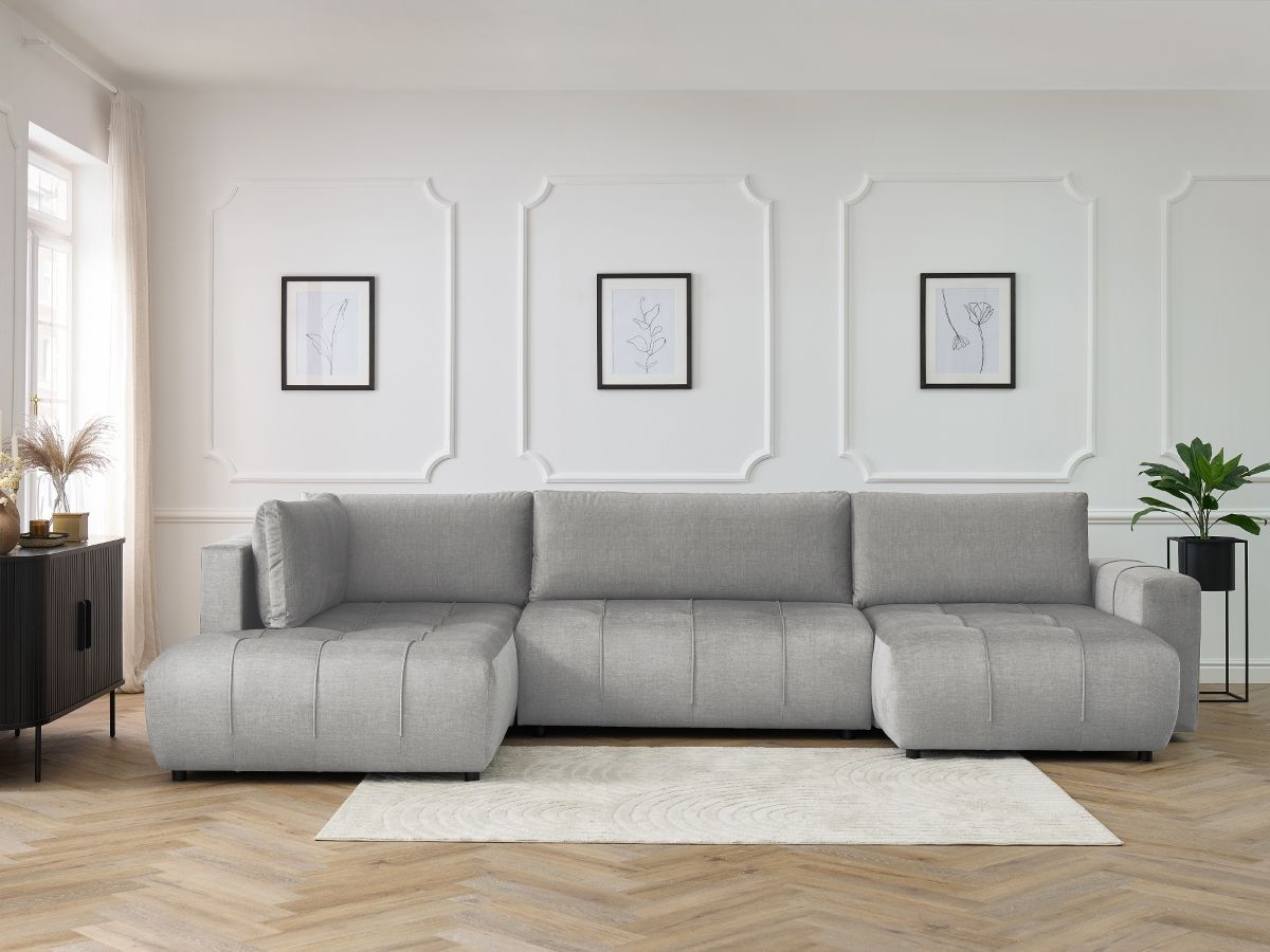 Bobochic Arsene Wohnlandschaft Samt Hellgrau Ecke rechts