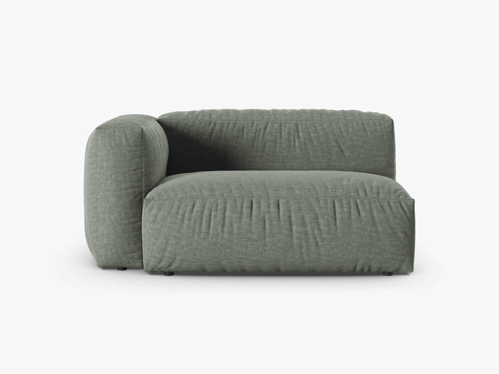 Micadoni Eckmodul mit Armlehne Martina 1-Sitzer Groß 90cm Sitztiefe Links Strukturierter Stoff Boston Moßgrün