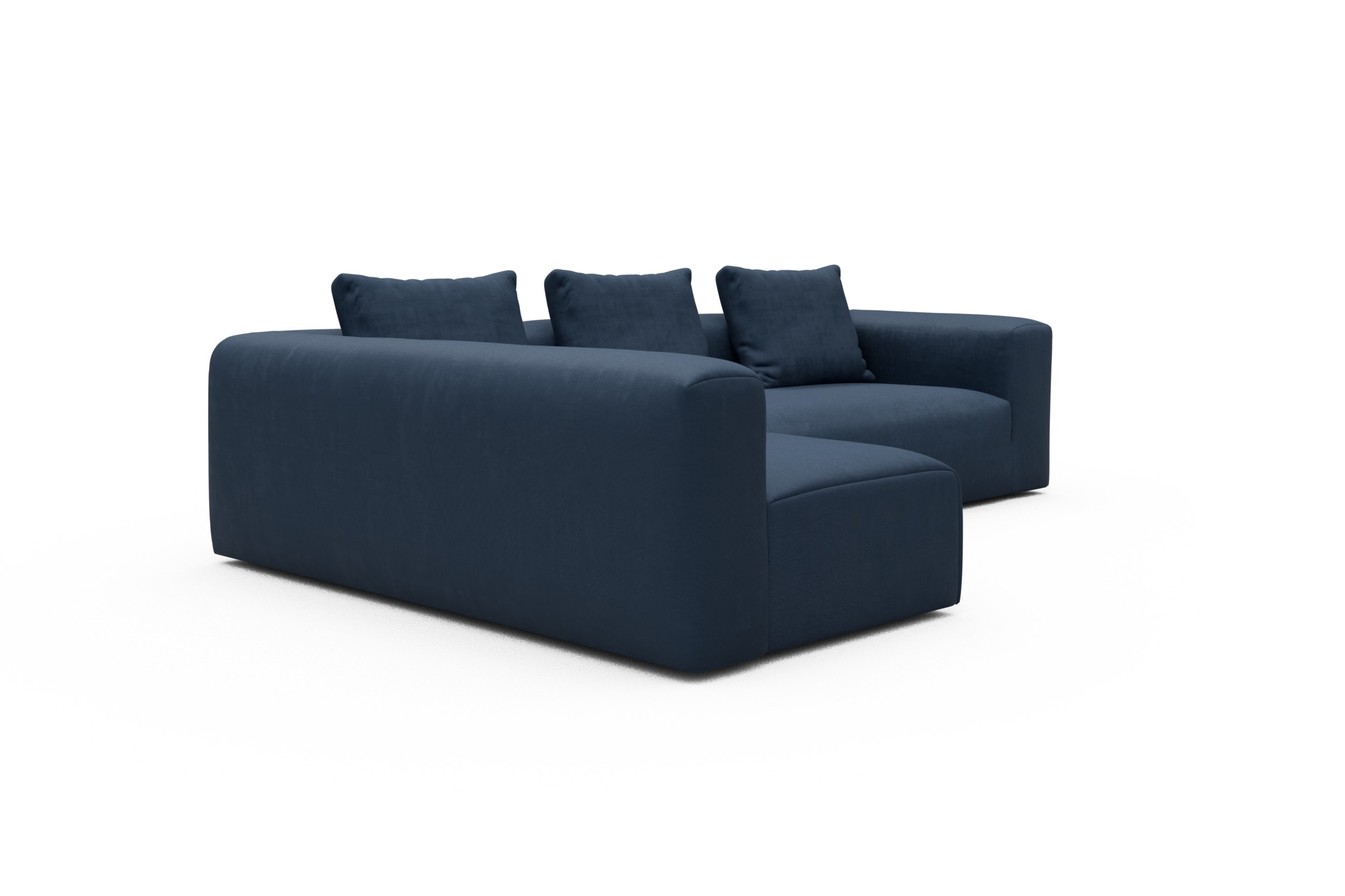 Ecksofa Fred 2x 2,5-Sitzer links offen Cordufine-Royal-Blue