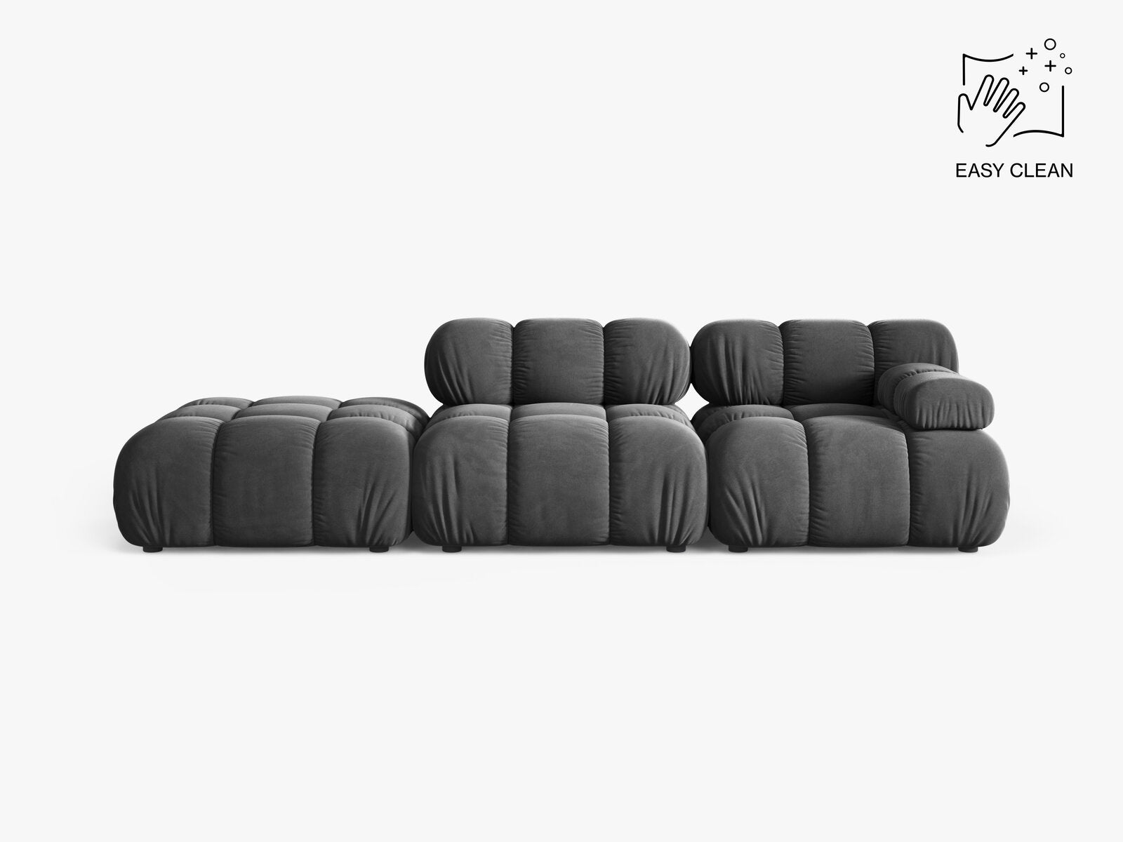 Micadoni Modulares Sofa Bellis 4-Sitzer Links Samt Venus Grau