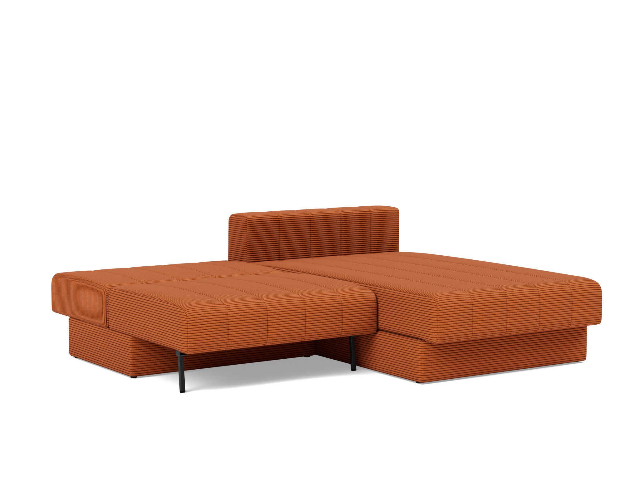Schlafsofa Akello mit Chaiselongue Kord Corduroy 595-Burnt-Orange