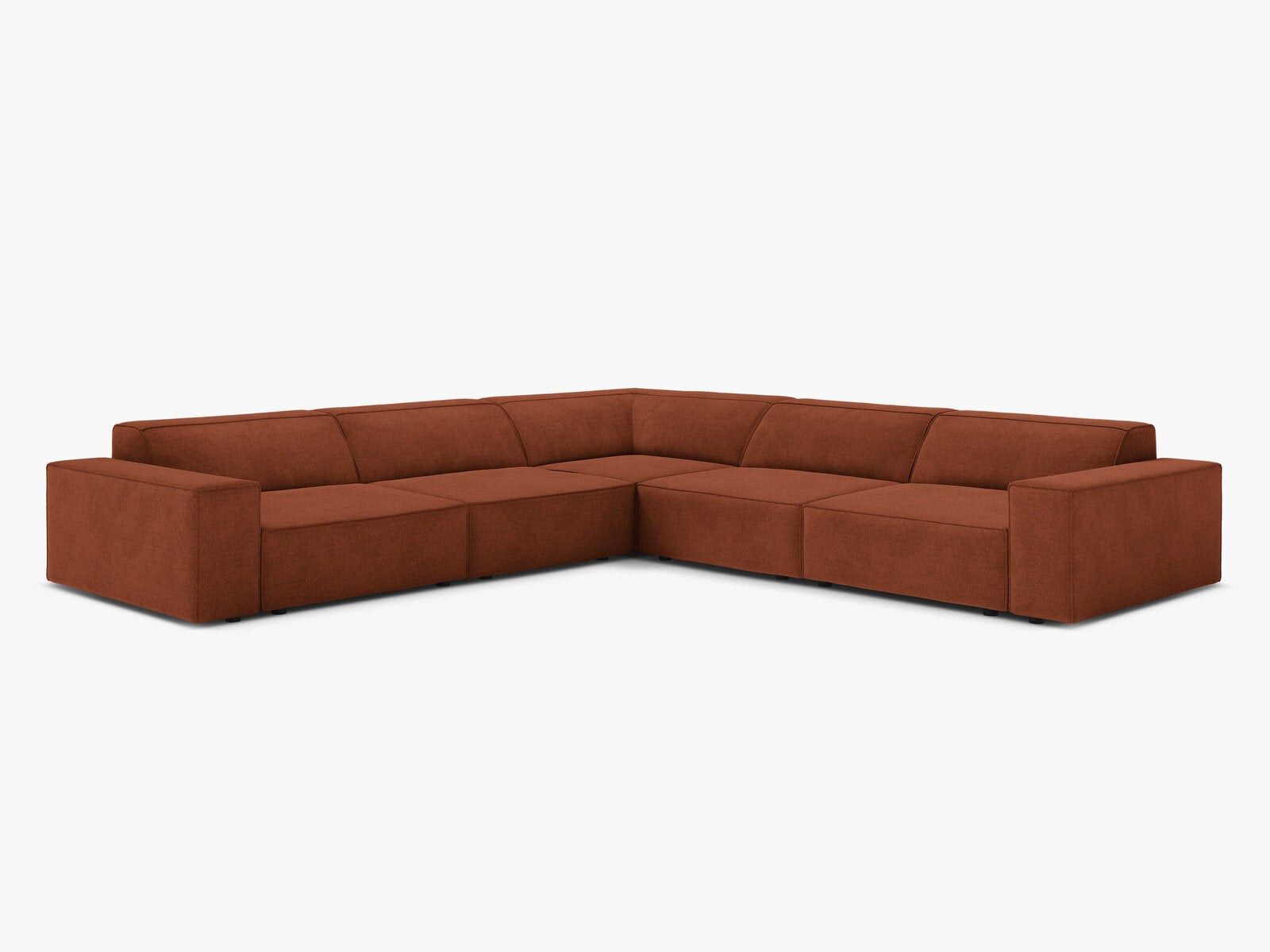 Micadoni Symmetrisches Ecksofa Jodie 6-Sitzer Strukturierter Stoff Liberty Ziegel