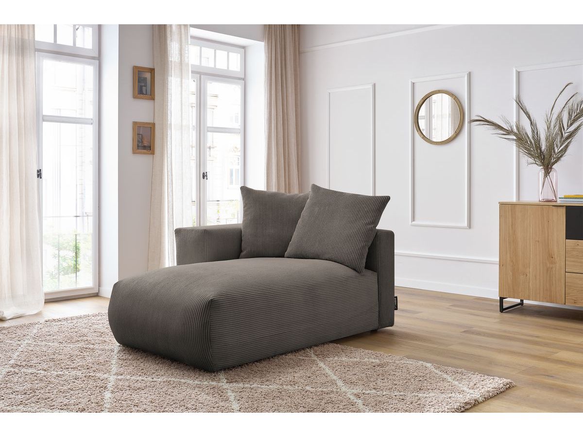 Bobochic Voltaire Méridienne-Modul Cordsamt Taupe Ecke links