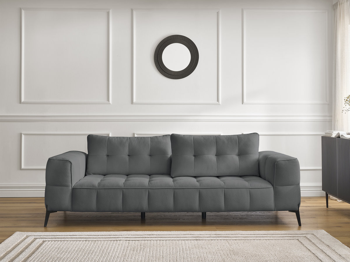 Bobochic Anis Sofa 3-Sitzer Strukturstoff Dunkelgrau