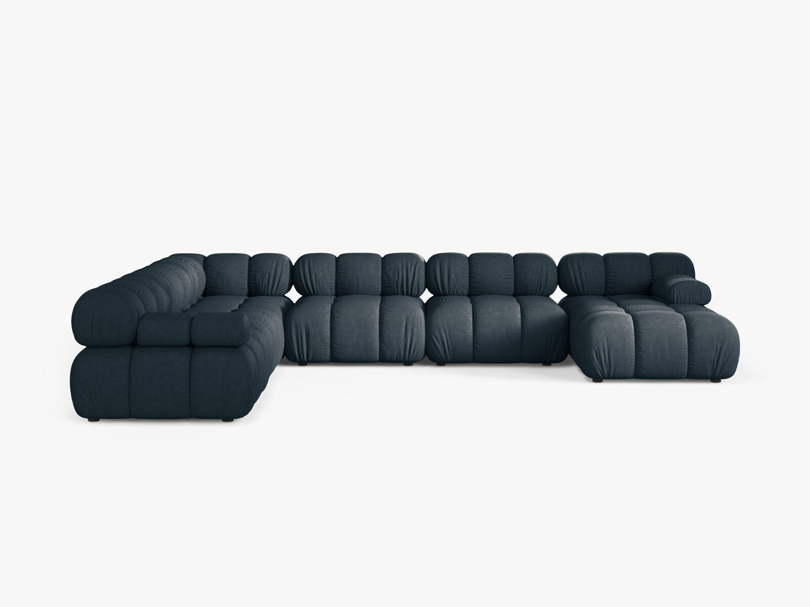 Micadoni Modulares Panorama Ecksofa Bellis 8-Sitzer Links Strukturierter Stoff Liberty Dunkel Petrol