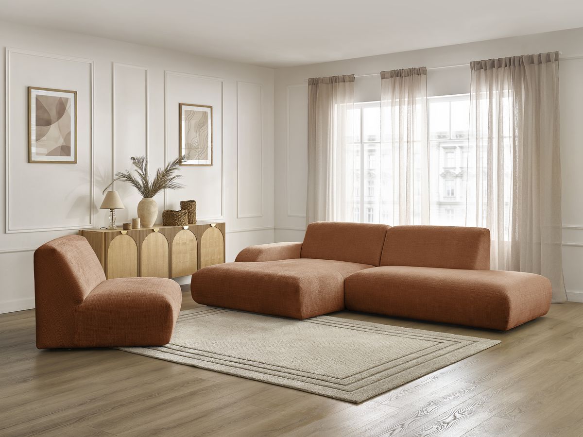 Bobochic Sirius Ecksofa 405 × 170 cm Strukturstoff Orange Ecke links