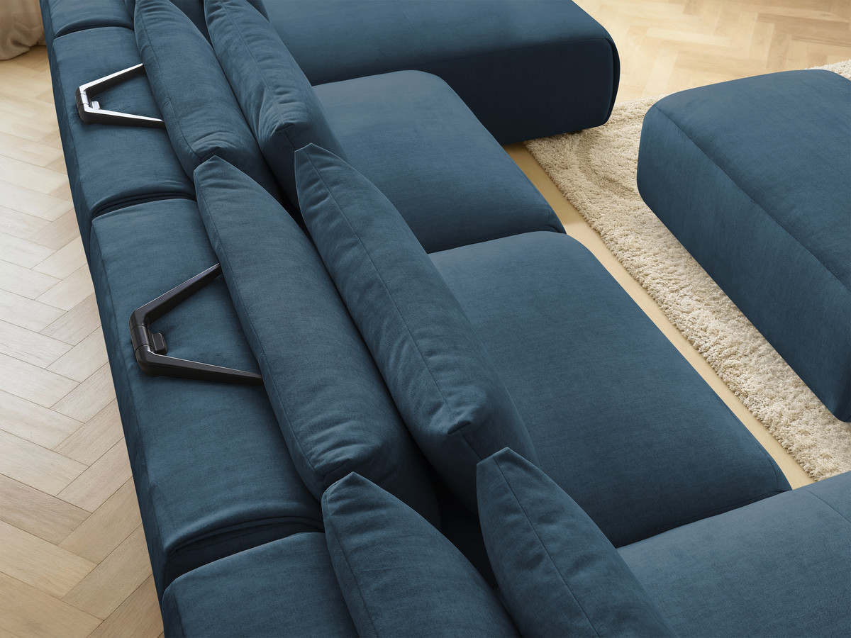 Bobochic Jana Wohnlandschaft mit kleinem Pouf Samt Blau