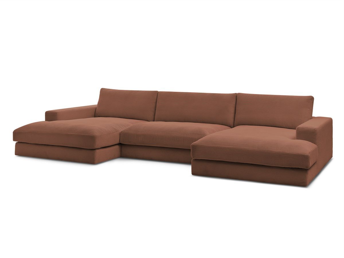 Bobochic Leonard Wohnlandschaft 349 × 159 cm Cordsamt Orange