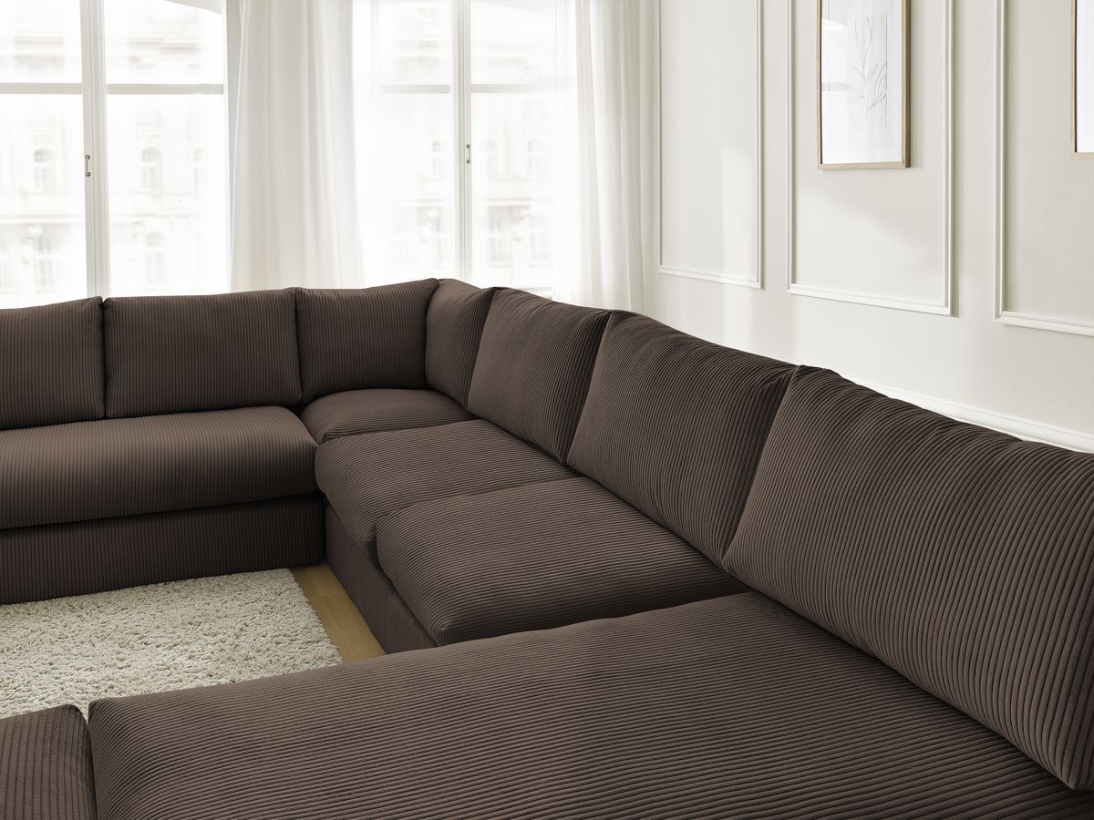 Bobochic Paris Ecksofa mit Pouf 369 × 167 cm Cordsamt Braun