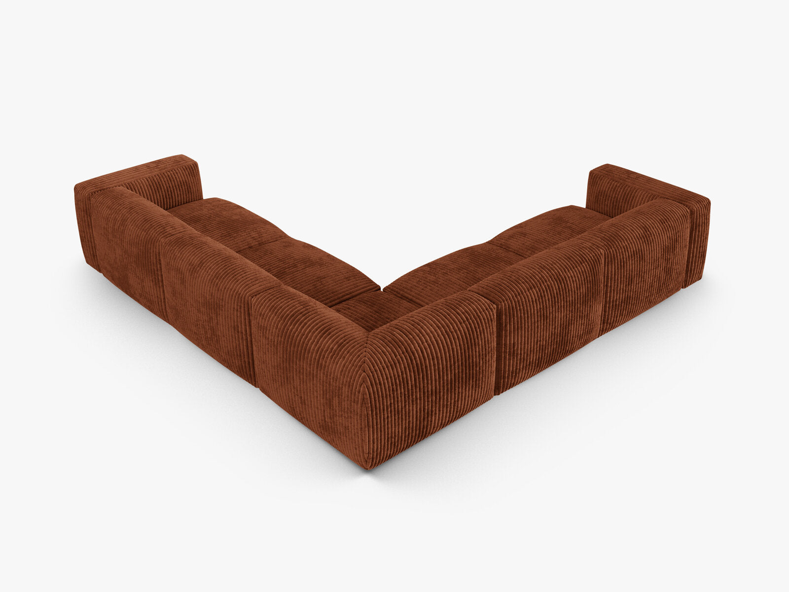 Micadoni modulares symmetrisches Ecksofa XL Martina 5-Sitzer 90cm Sitztiefe Kord Tilia Ziegel