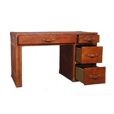 Schreibtisch Dunbar aus Vintage Leder Whiskey Brown
