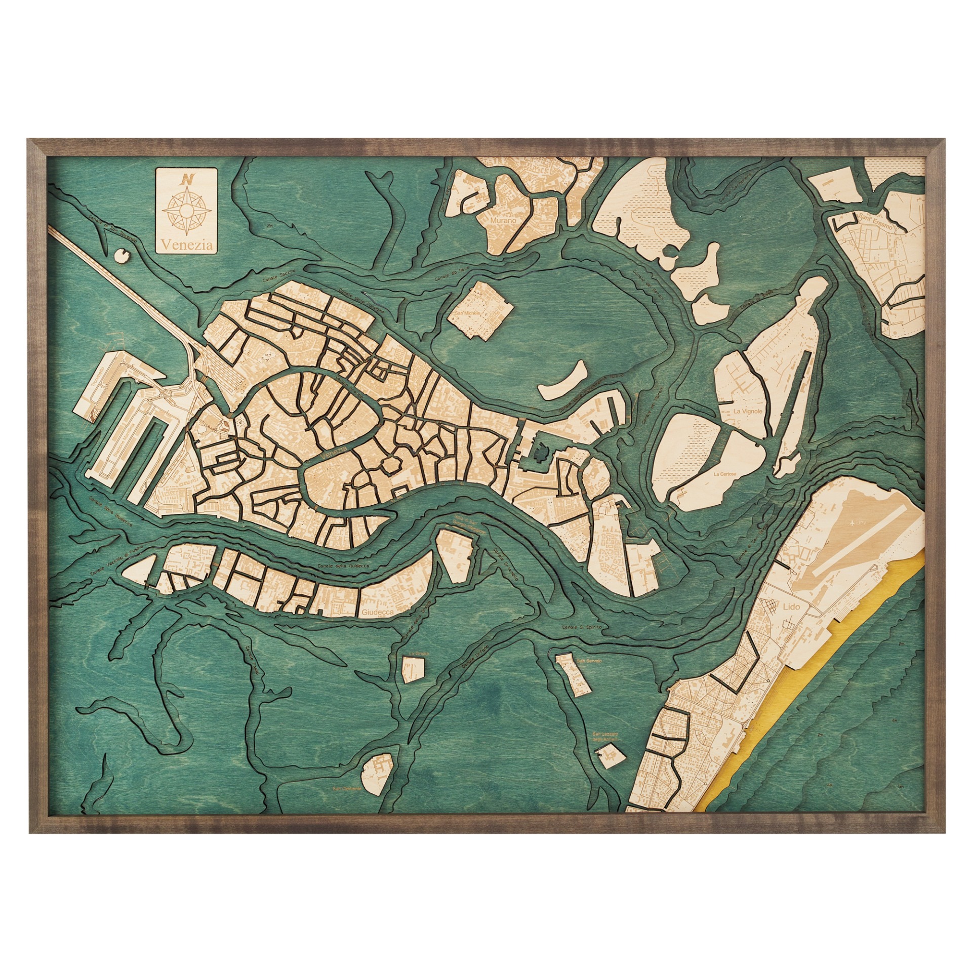 Cutting Brothers 3D Holz-Wandkarte Venedig 81x61 cm