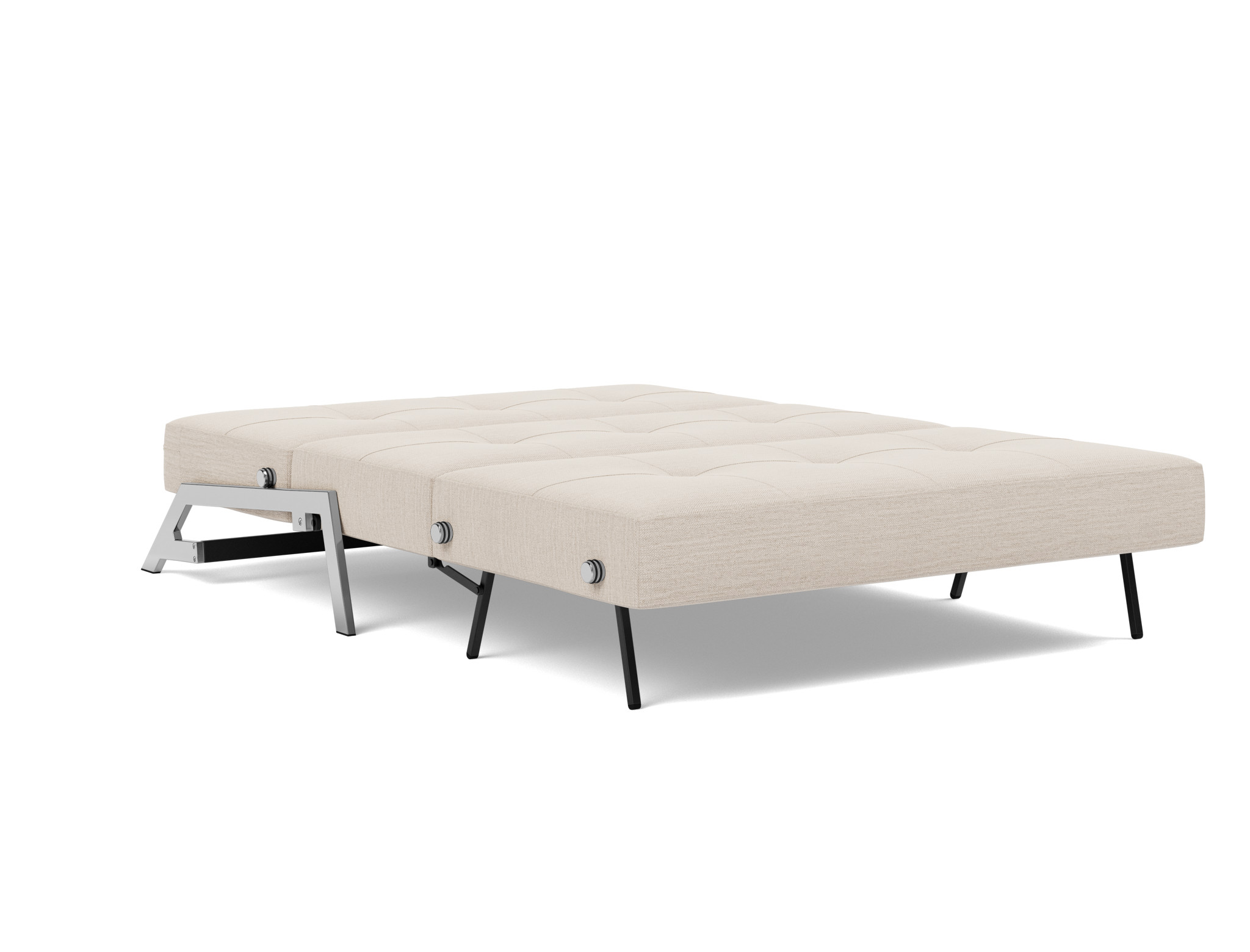 Schlafsofa Cubed 140 Webstoff Blida 612-Sand-Grey Beine Chrom