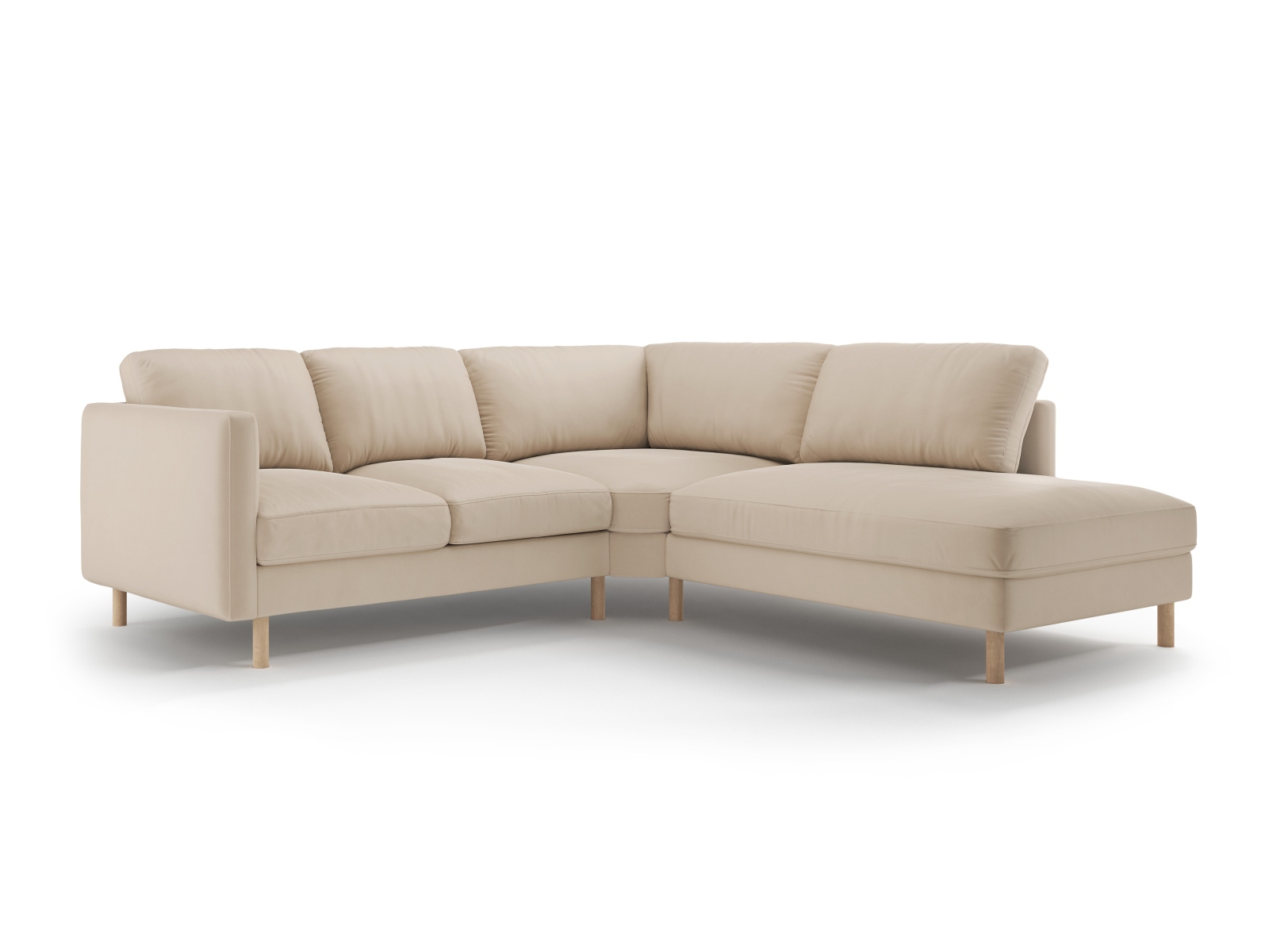 Micadoni Symmetrisches Ecksofa Eden 4-Sitzer Rechts Samt Nude