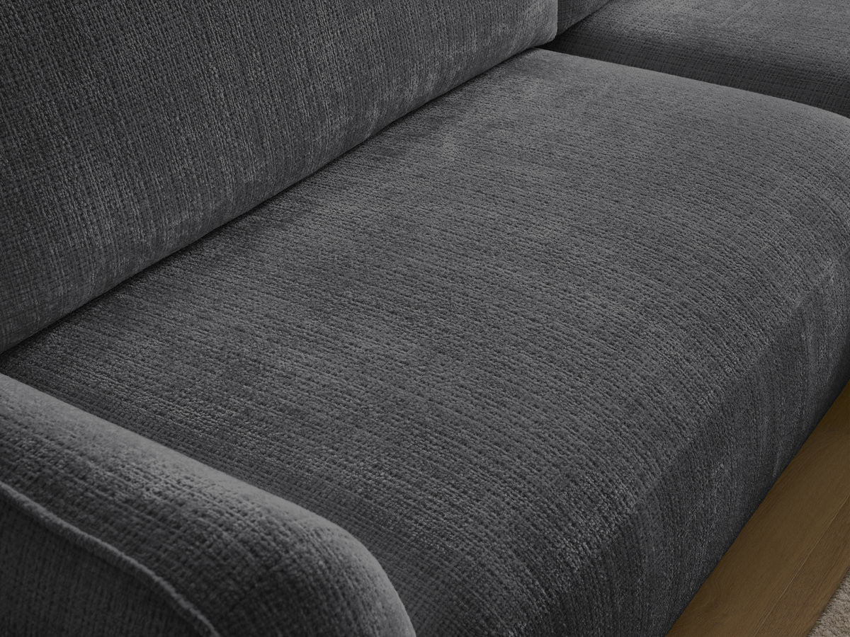 Bobochic Denise Ecksofa mit Schlaffunktion und Bettkasten 258 × 160 cm Strukturstoff Schwarz Ecke rechts