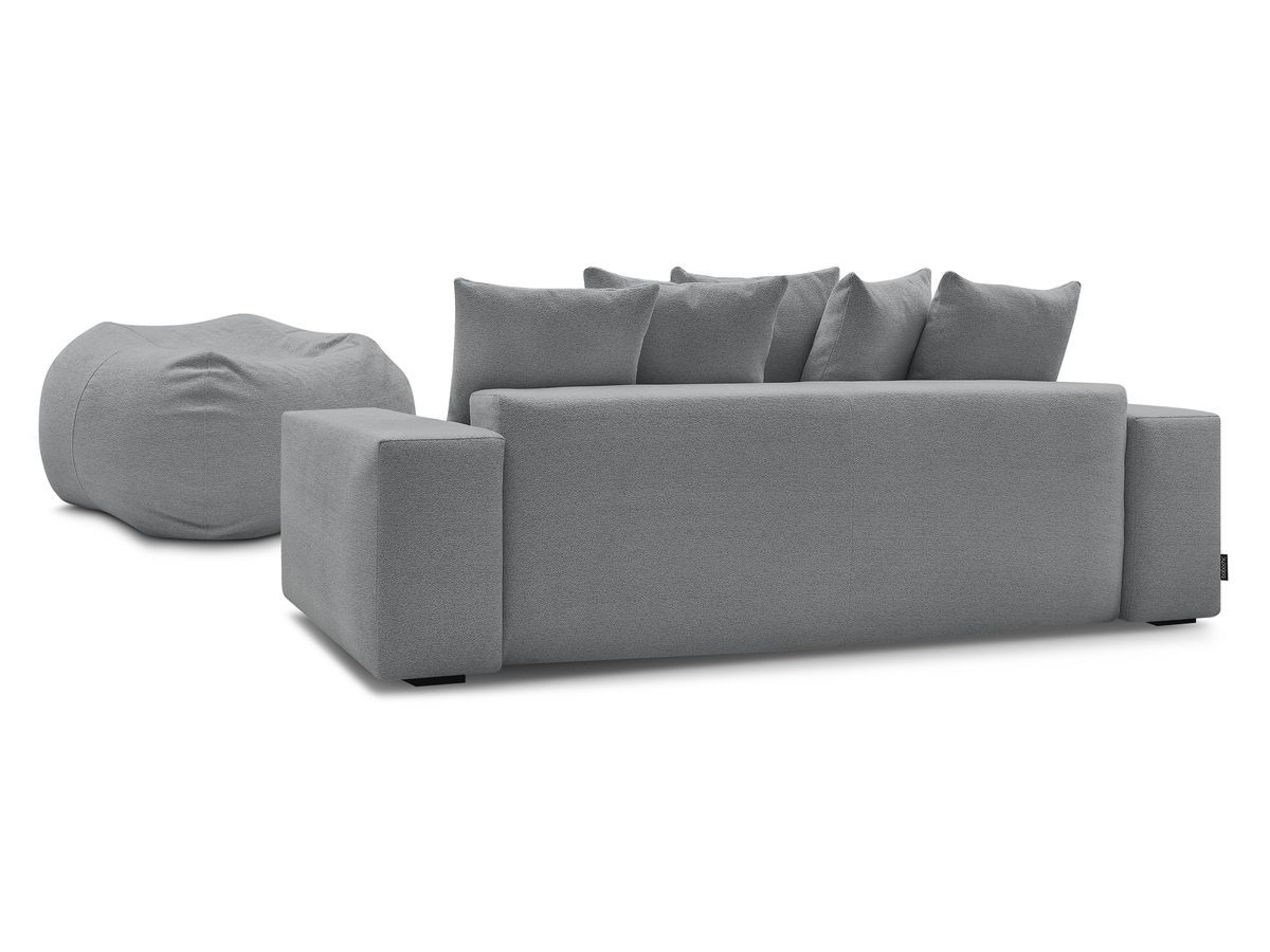 Bobochic Voltaire Schlafsofa 4-Sitzer mit Bettkasten und Pouf Melange-Stoff Dunkelgrau
