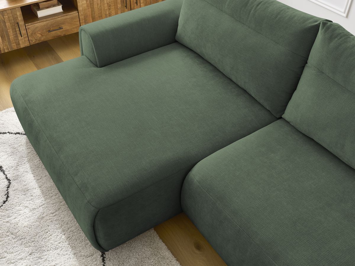 Bobochic Aden Ecksofa 293 × 152 cm Stoff Grün Ecke links