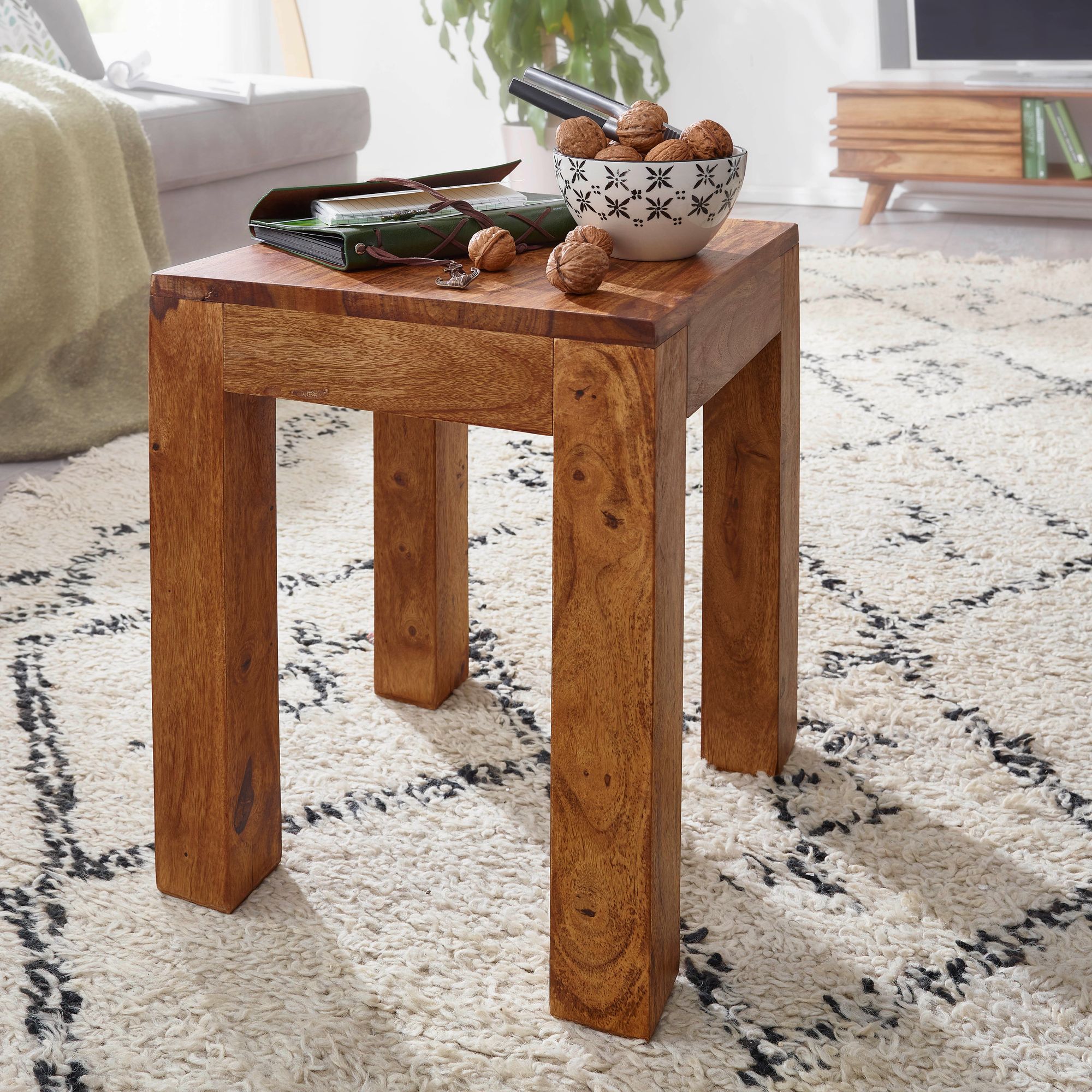 Beistelltisch Aalvik Massivholz Dunkelbraun 35 × 35 × 45 cm