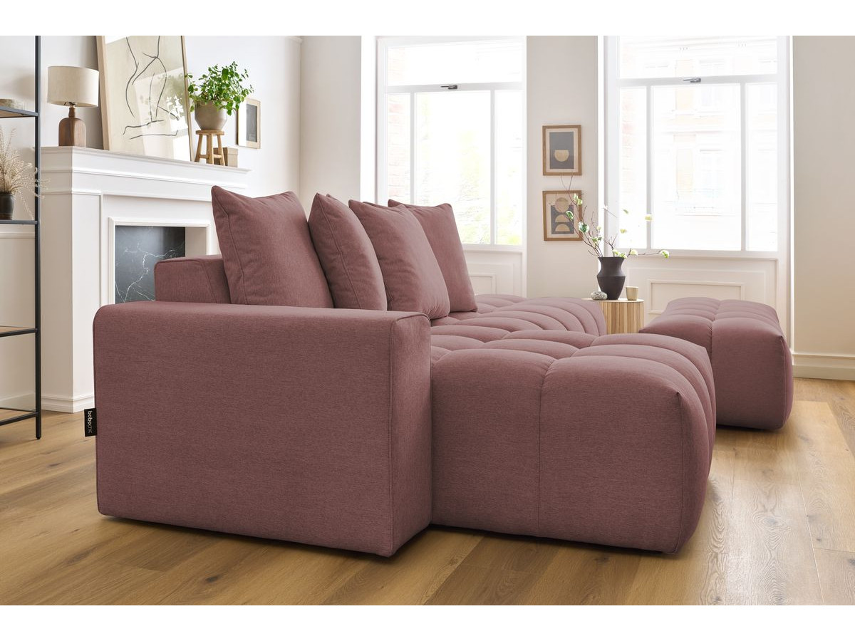 Bobochic Mont-blanc Ecksofa mit Pouf Melange-Stoff Rosa Ecke links