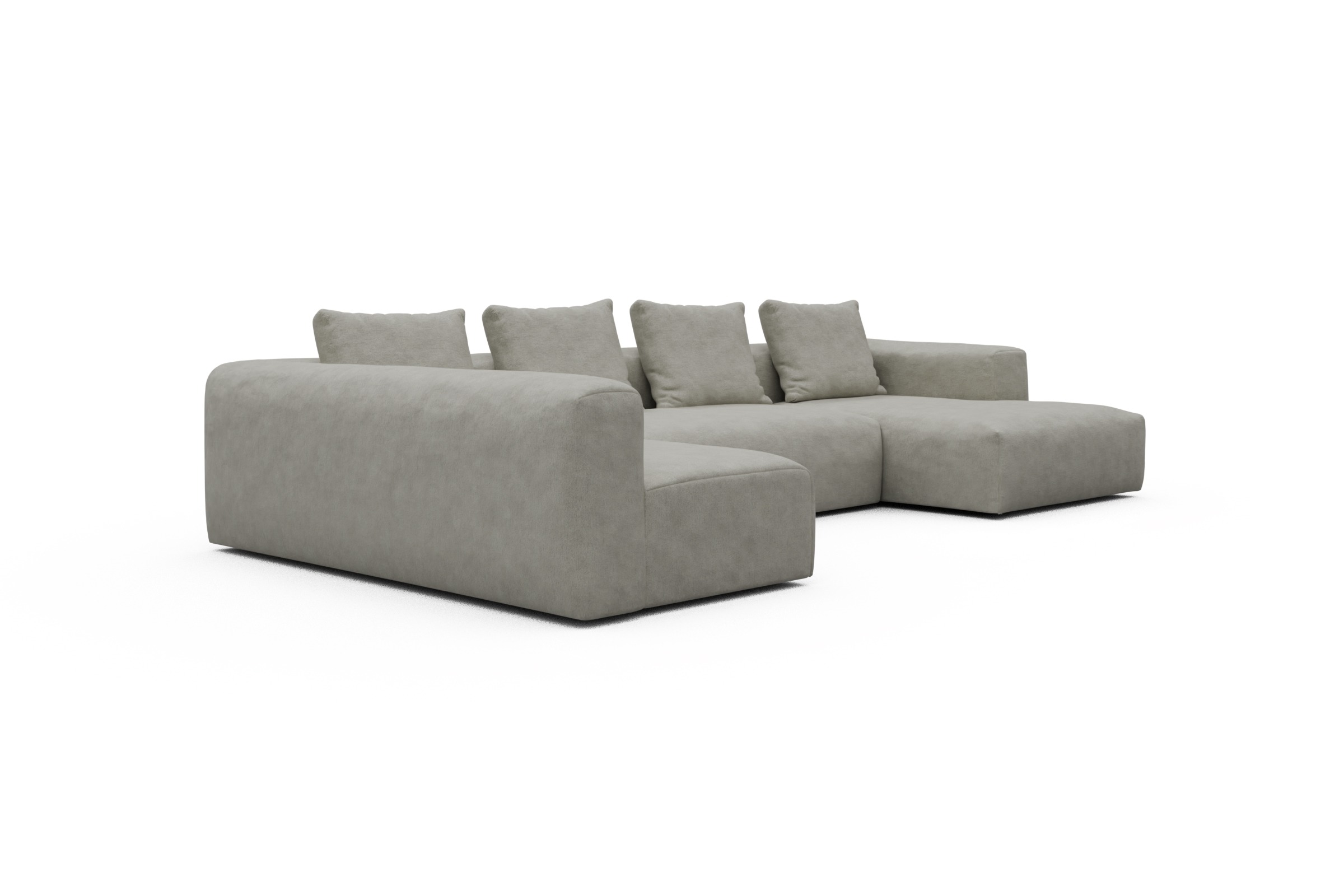Wohnlandschaft Fred Chaiselongue rechts mit 2-Sitzer und lange Armlehne links Carreno-Moon-Stone-White