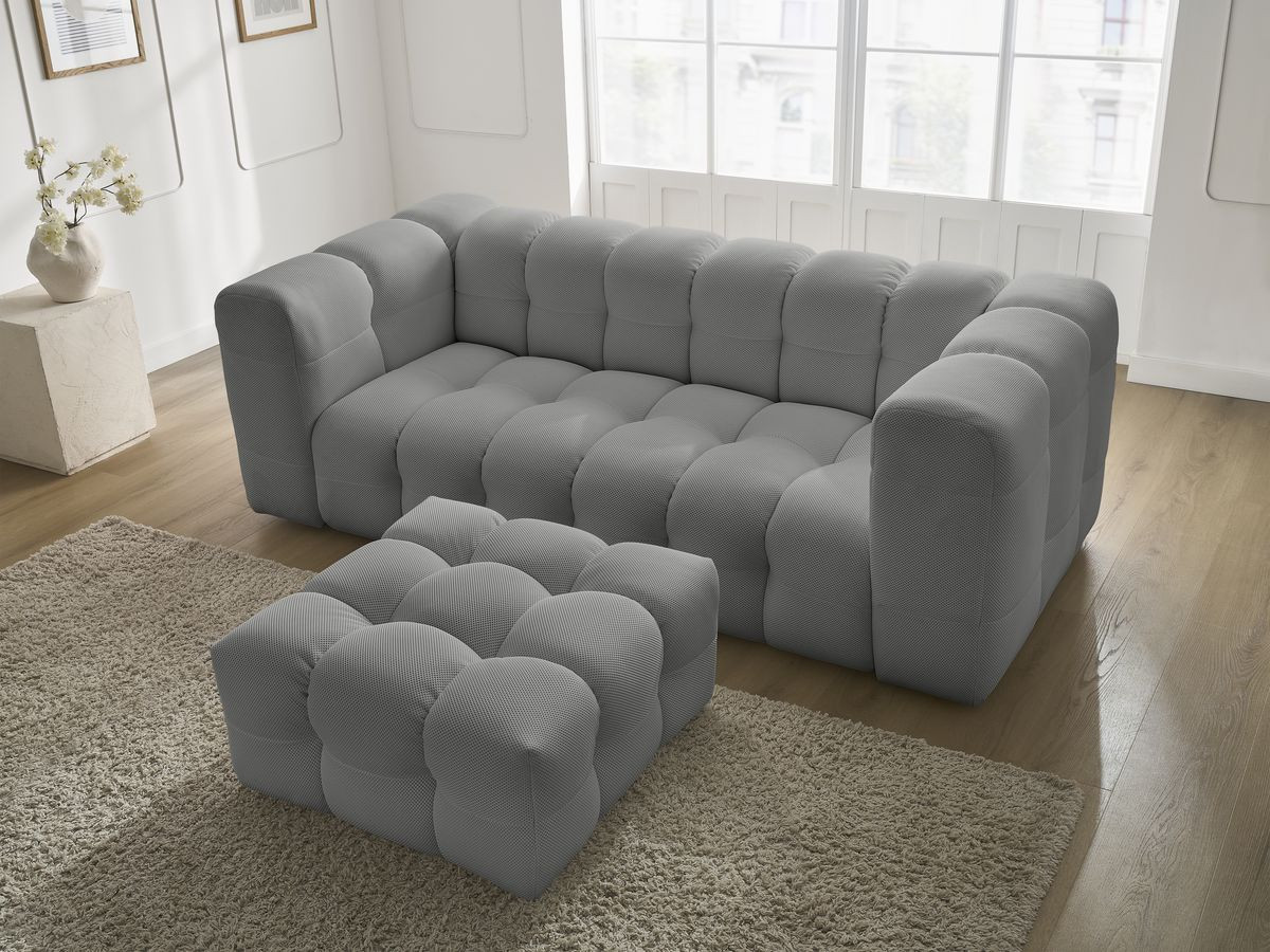 Bobochic Cloud Sofa 4-Sitzer mit Pouf Mesh-Stoff Hellgrau